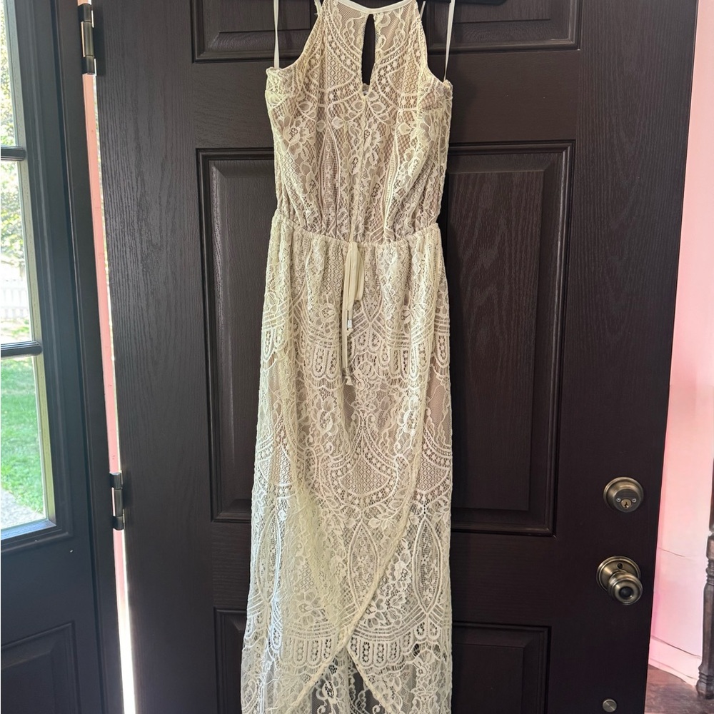 Bar III Lace Maxi Dress in Cream